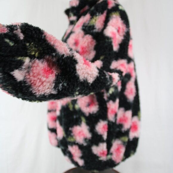 Sandy Liang X Target Black Floral Print 1/4 Zip Faux Sherpa Jacket Size Medium - Picture 5 of 8